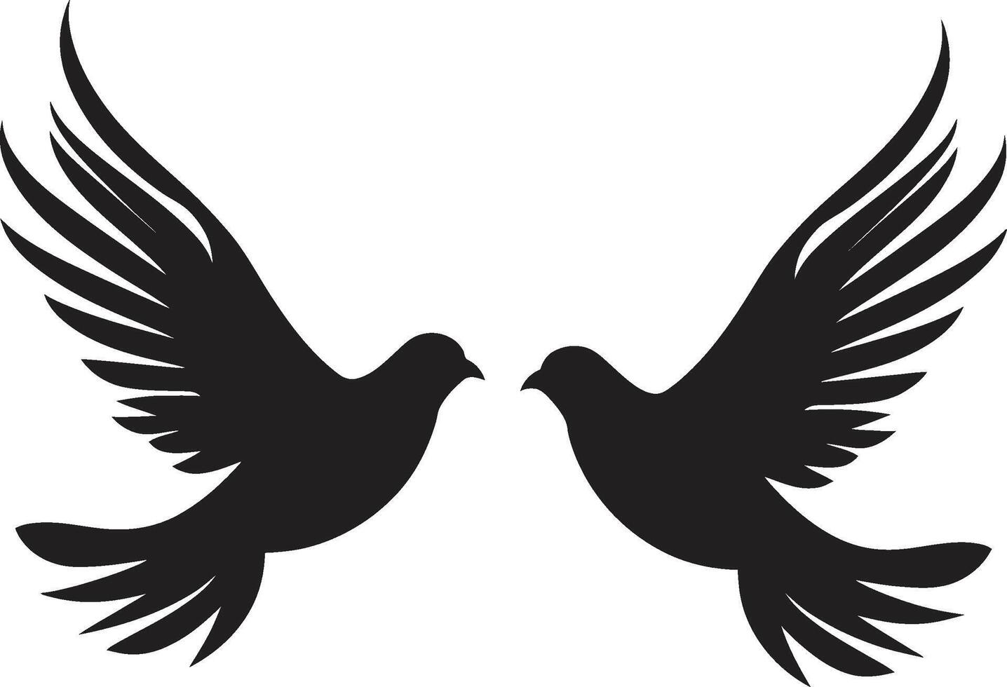 Serenade in Flight Dove Pair Element Winged Unity of a Dove Pair vector