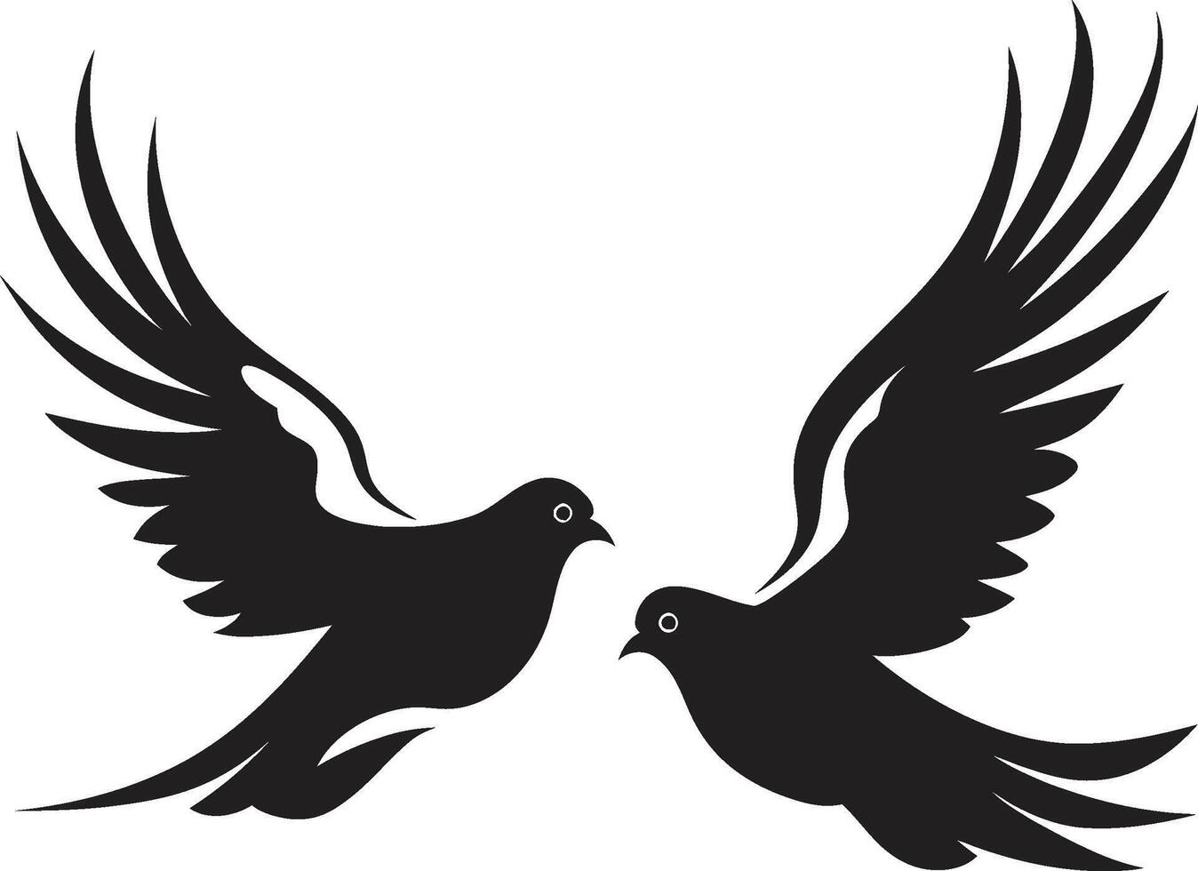 Winged Unity of a Dove Pair Loves Flight Path Dove Pair Emblem vector