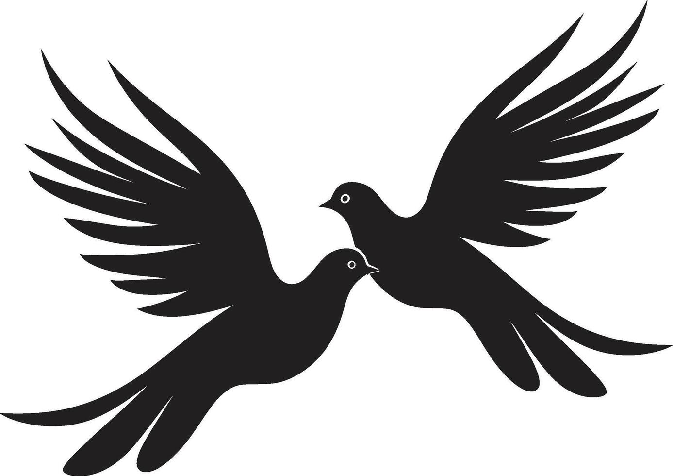 Serenade in Flight of a Dove Pair Winged Unity Dove Pair Emblem vector