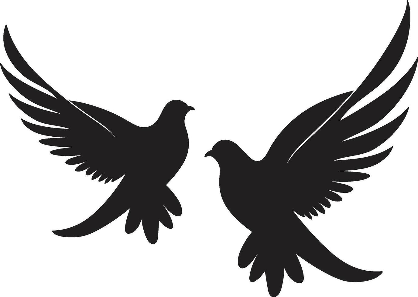 Harmony in Flight of a Dove Pair Pair of Peace Dove Pair Emblem vector