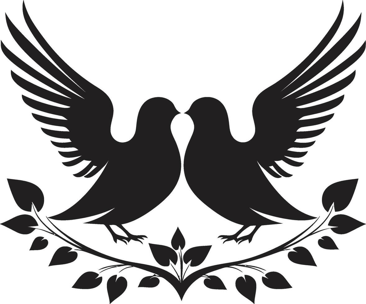 Pair of Peace Dove Pair Emblem Wings of Unity of a Dove Pair vector