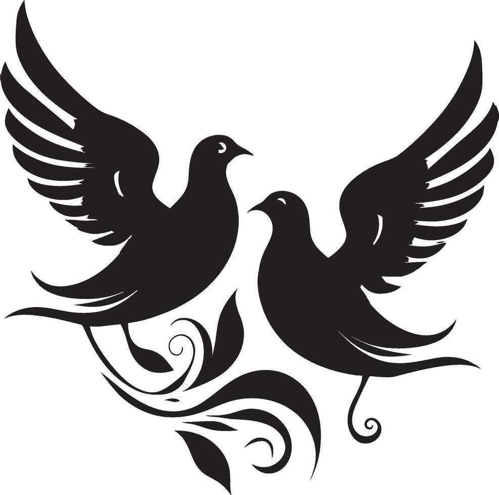 Heavenly Harmony Dove Pair Element Peaceful Partners of a Dove Pair vector