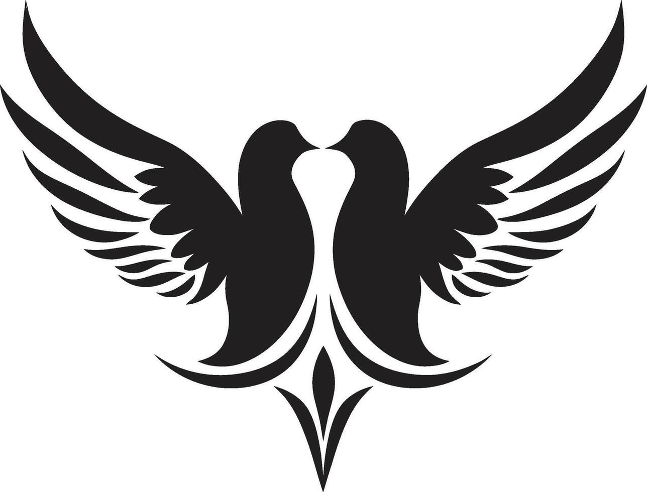 Winged Unity Dove Pair Emblem Loves Flight Path of a Dove Pair vector