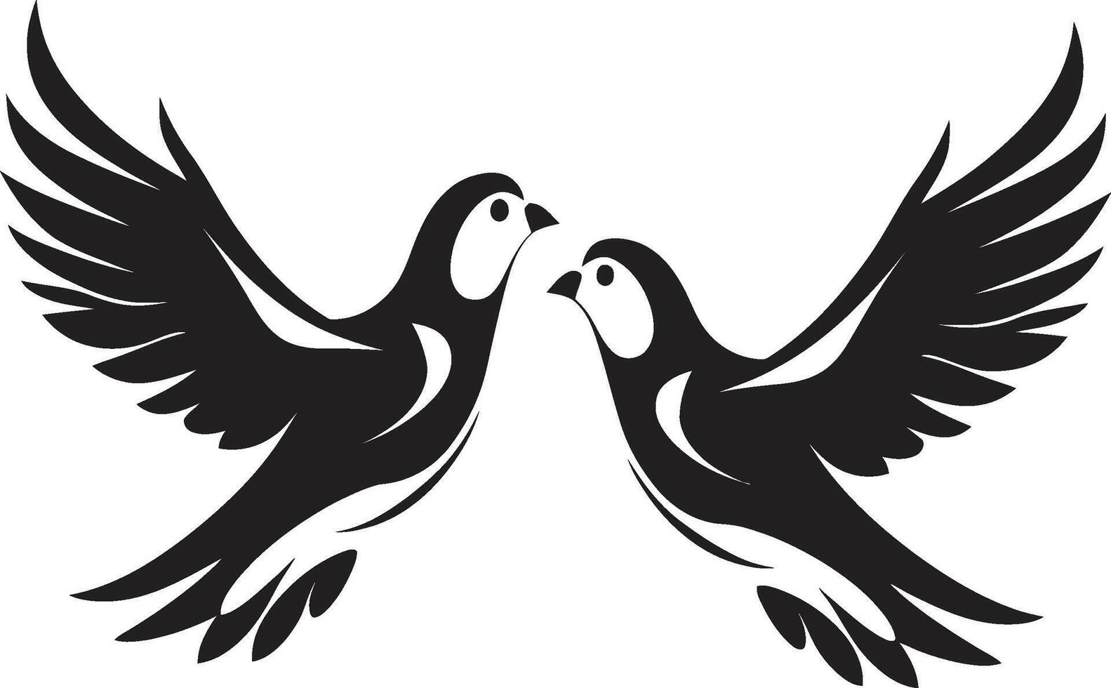 Winged Unity Dove Pair Emblem Pair of Peace of a Dove Pair vector