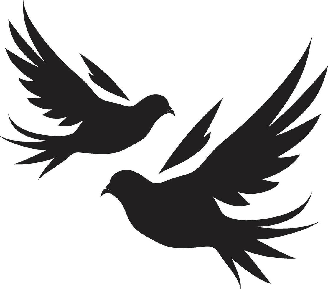 Gentle Companions Dove Pair Element Eternal Serenity Emblem of a Dove Pair vector