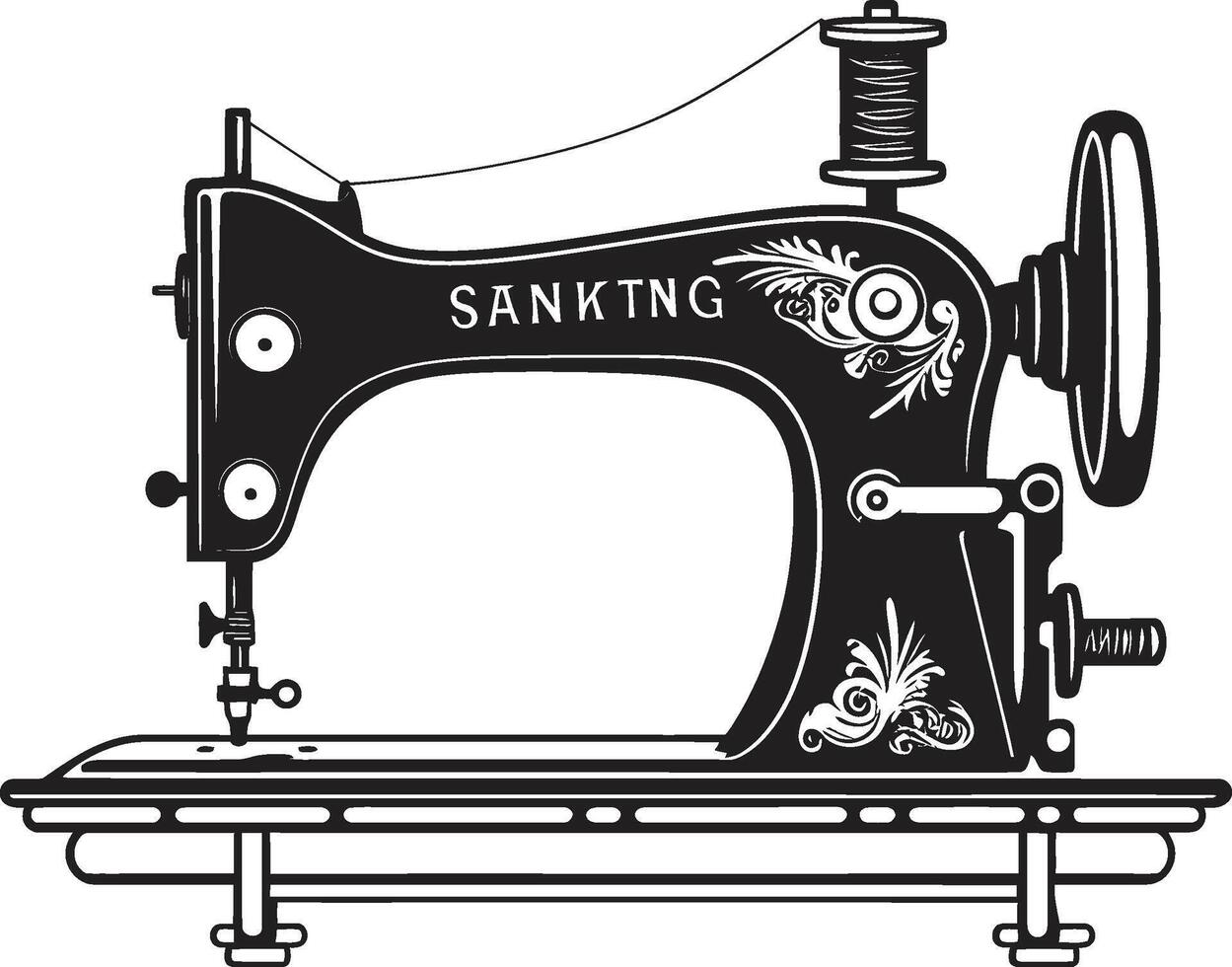 noir arte de la costura negro de coser máquina en elegante pulcro de coser negro para a la medida de coser máquina vector