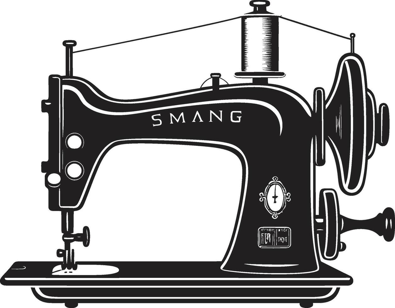 noir arte de la costura negro para pulcro de coser máquina en monocromo maestría elegante para negro de coser máquina vector