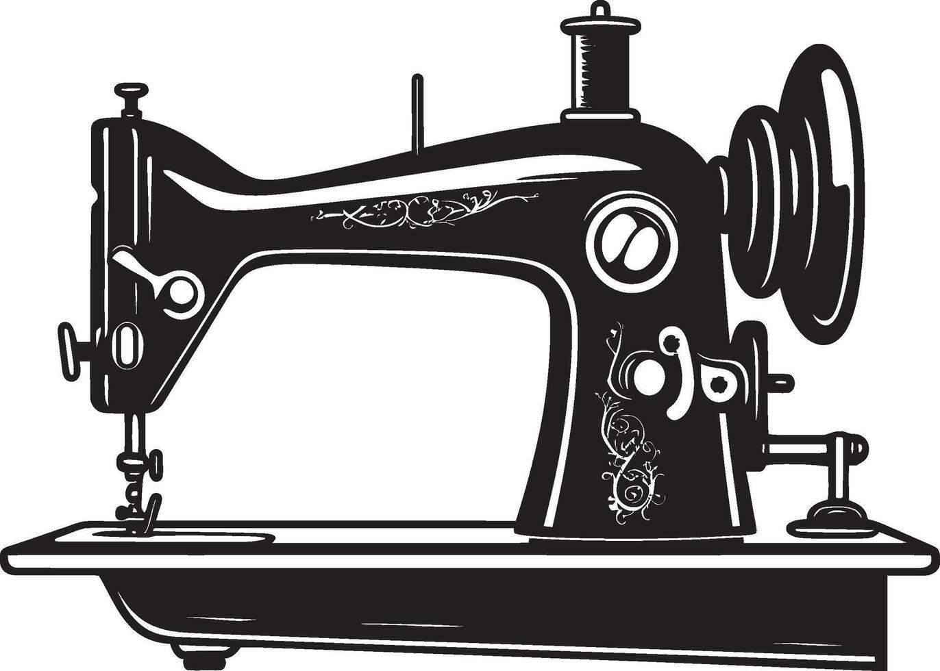 noir arte de la costura negro de coser máquina en elegante pulcro de coser negro para a la medida de coser máquina vector