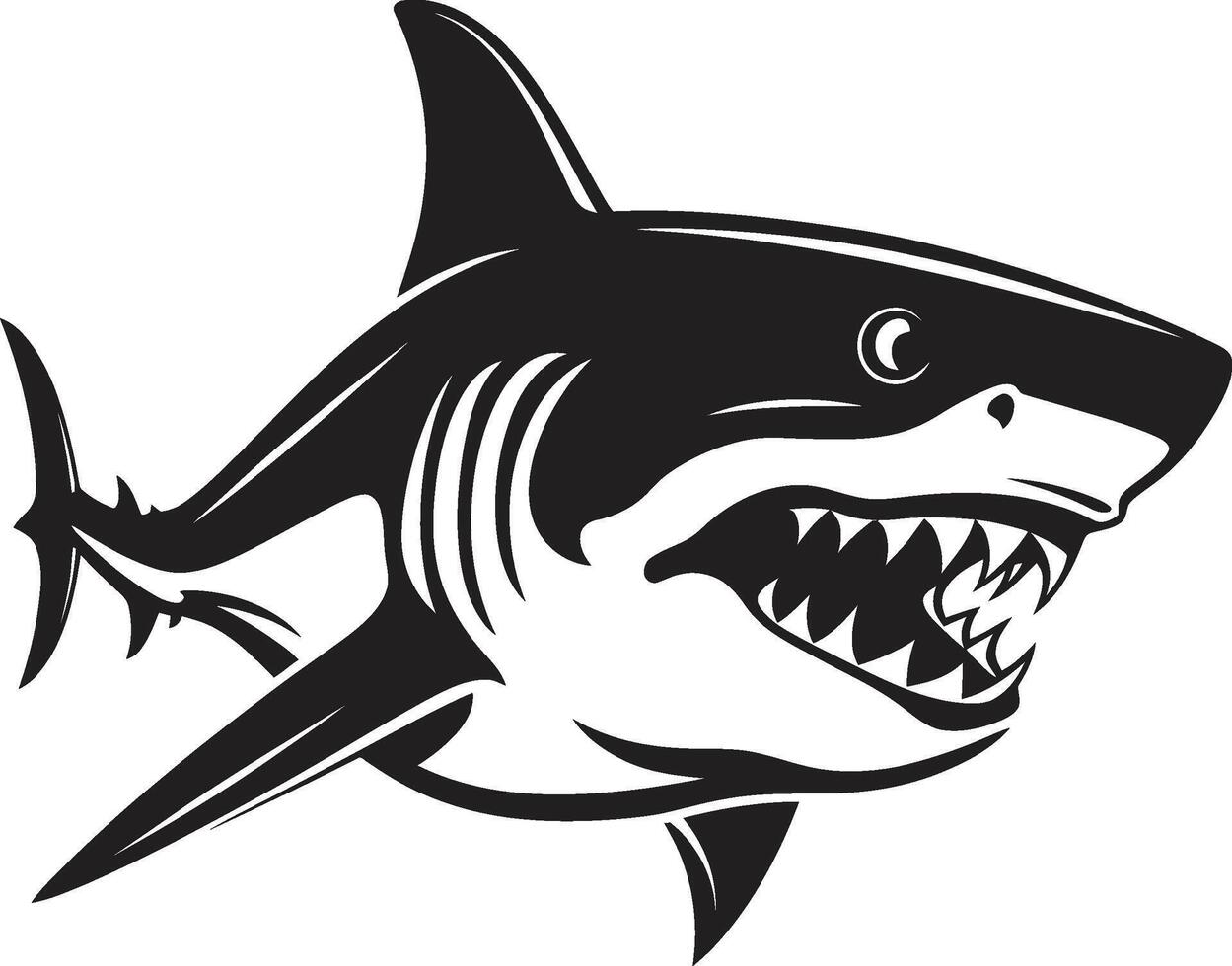 Fierce Fin Black for ic Shark Emblem Underwater Guardian Black ic Shark in vector