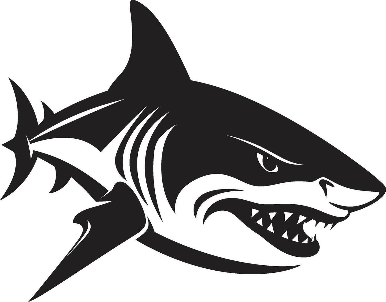 Marine Majesty Black for Fearsome Shark Abyssal Dominance Elegant Black Shark in vector