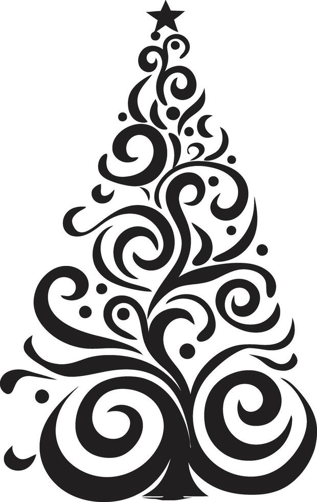 dorado resplandor hojas perennes Navidad árbol elementos nieve besado abeto sinfonía s para invierno decoración vector