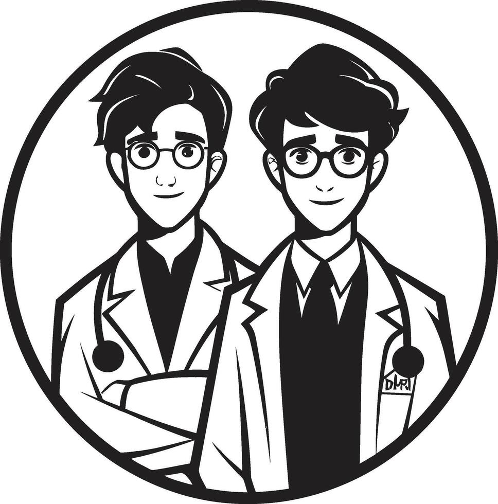 Compassionate Commitment Black Symbolizing Doctors Dedication to Patients Bonding for Better Doctor Patient Collaboration in Black ic vector