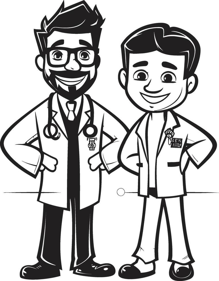 Sympathetic Sketches Doctor Patient Bonds Illustrated in Black ic ry Compassionate Craft Doctor Patient Unity Portrayed in Black vector