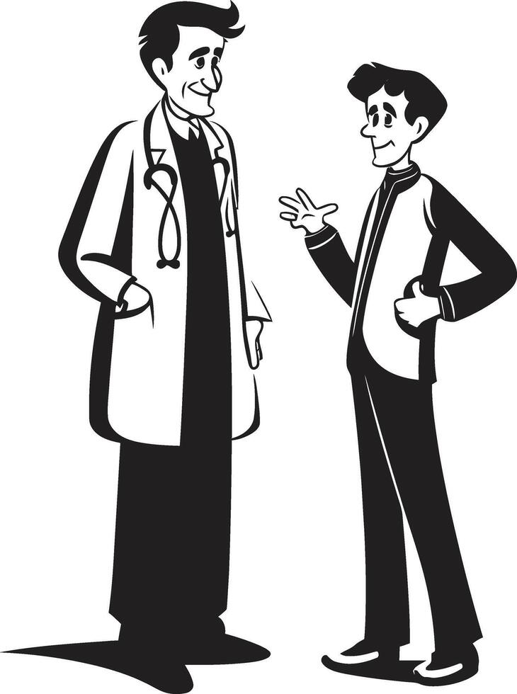 Compassionate Craft Doctor Patient Unity Portrayed in Black Healing s Doctor Patient Bonds Depicted in Black ic Symbolism vector