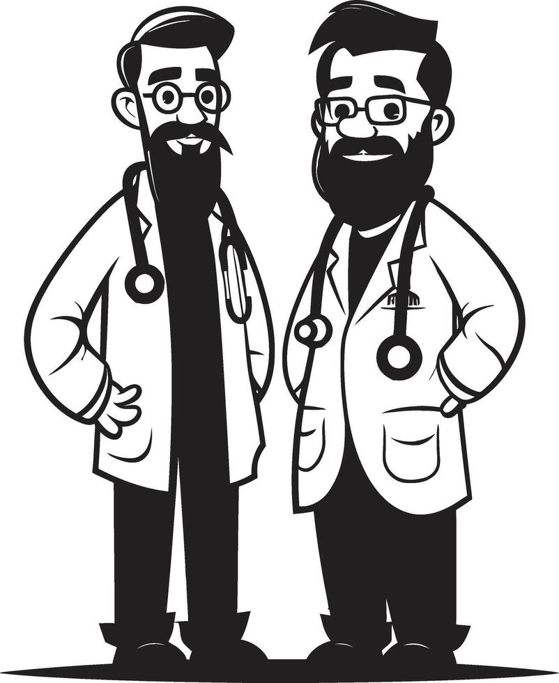 Empathetic Encounters Doctor Patient Bonds Depicted in Black ic ry Compassionate Composition Doctor Patient Unity in Black Form vector
