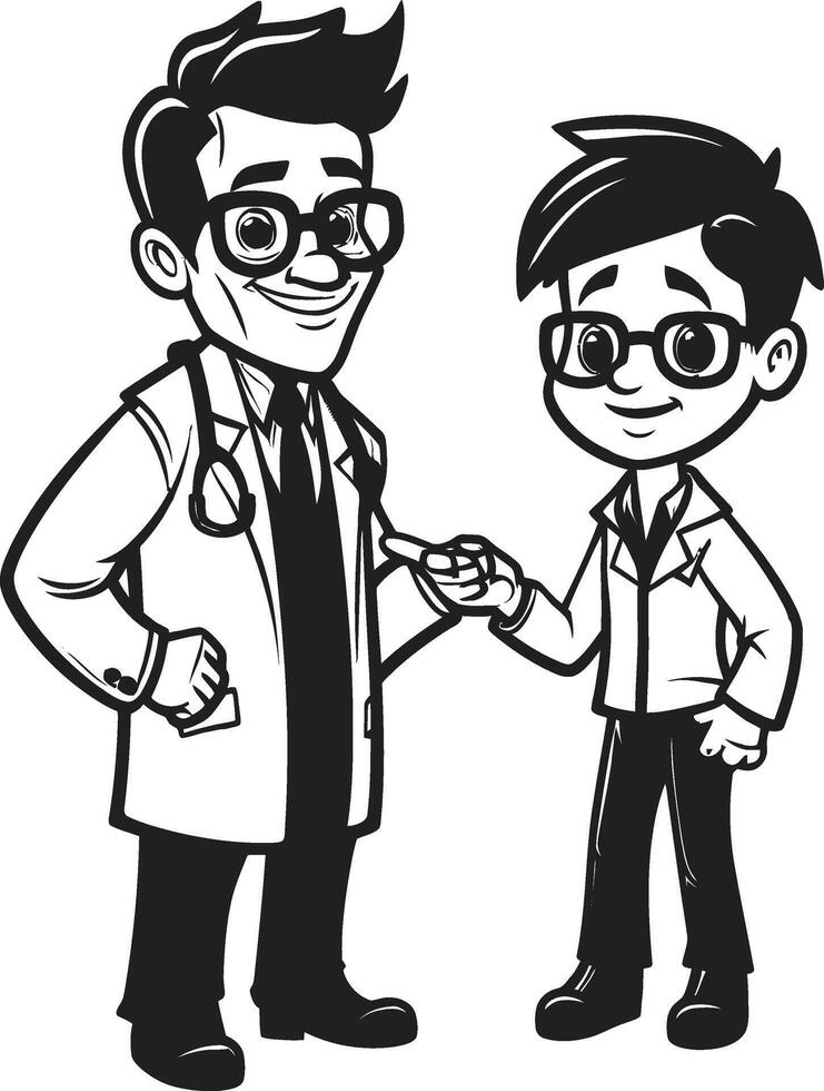 Nurturing Wellness Doctor Patient Synergy Expressed in Black Color Healing Hearts Black Depicting Doctors Care for Patients vector