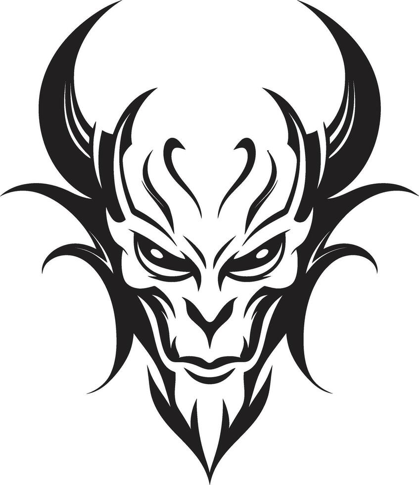 Infernal Insignia Black Devilhead Malevolent Majesty Sinister Devilhead Emblem in Dark Hue vector