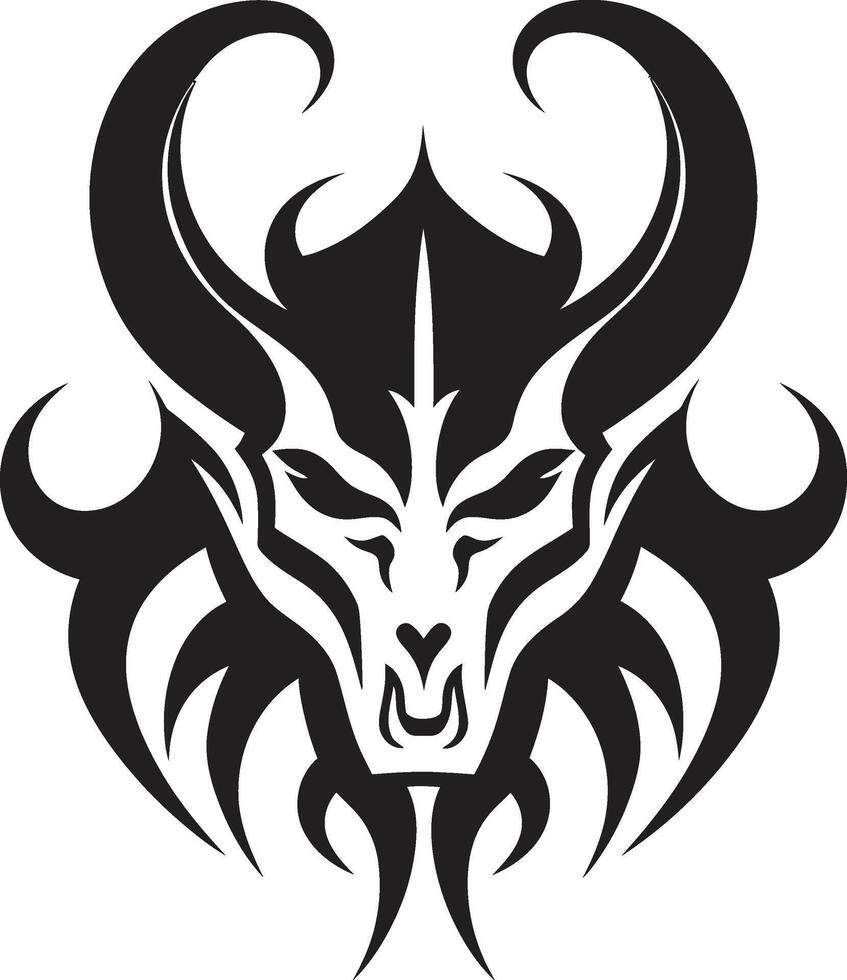 Abyssal Legacy Evil Devilhead in Black Shadowed Sovereignty Devilhead Tattoo in Ebony vector