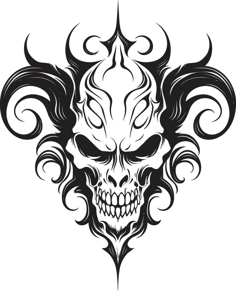 Shadowed Sovereignty Devilhead Tattoo in Ebony Infernal Insignia Black Devilhead vector