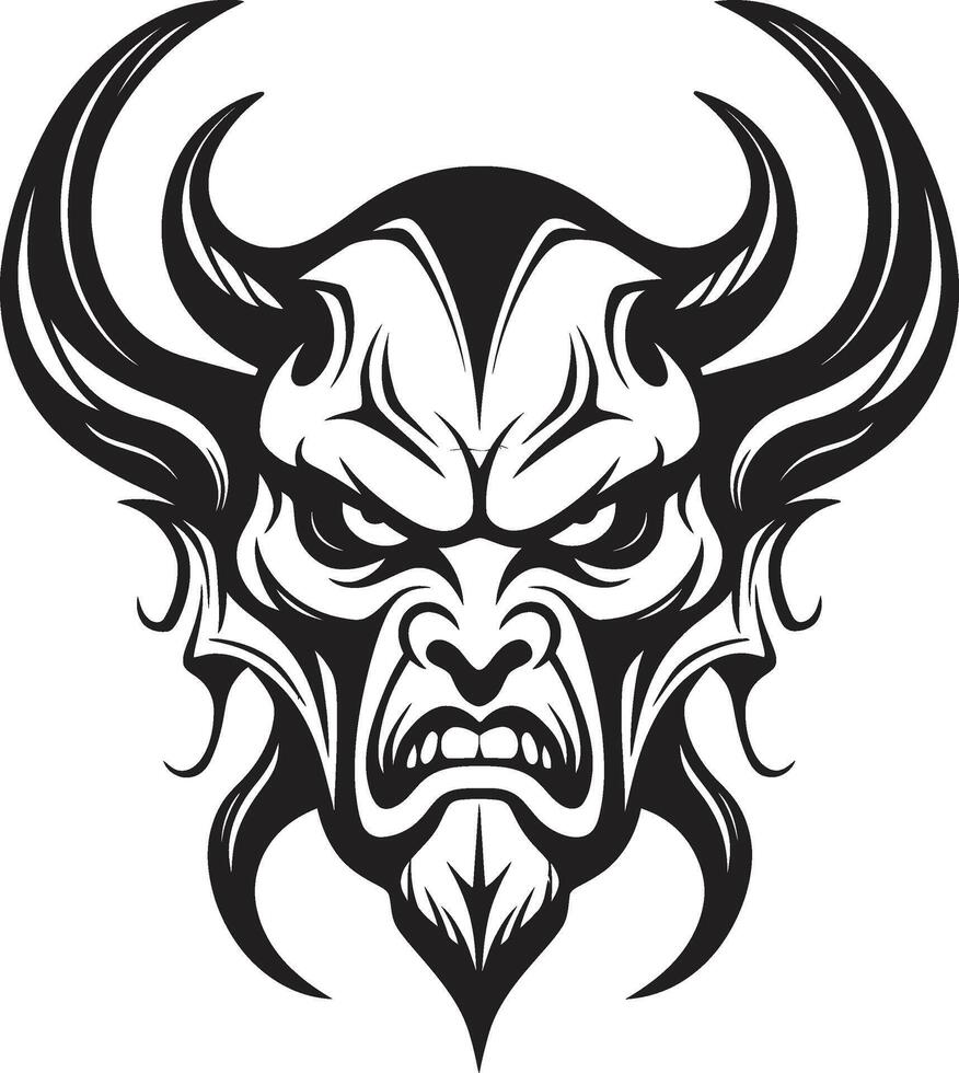 Malevolent Majesty Sinister Devilhead Tattoo Abyssal Legacy Evil Devilhead in Black vector