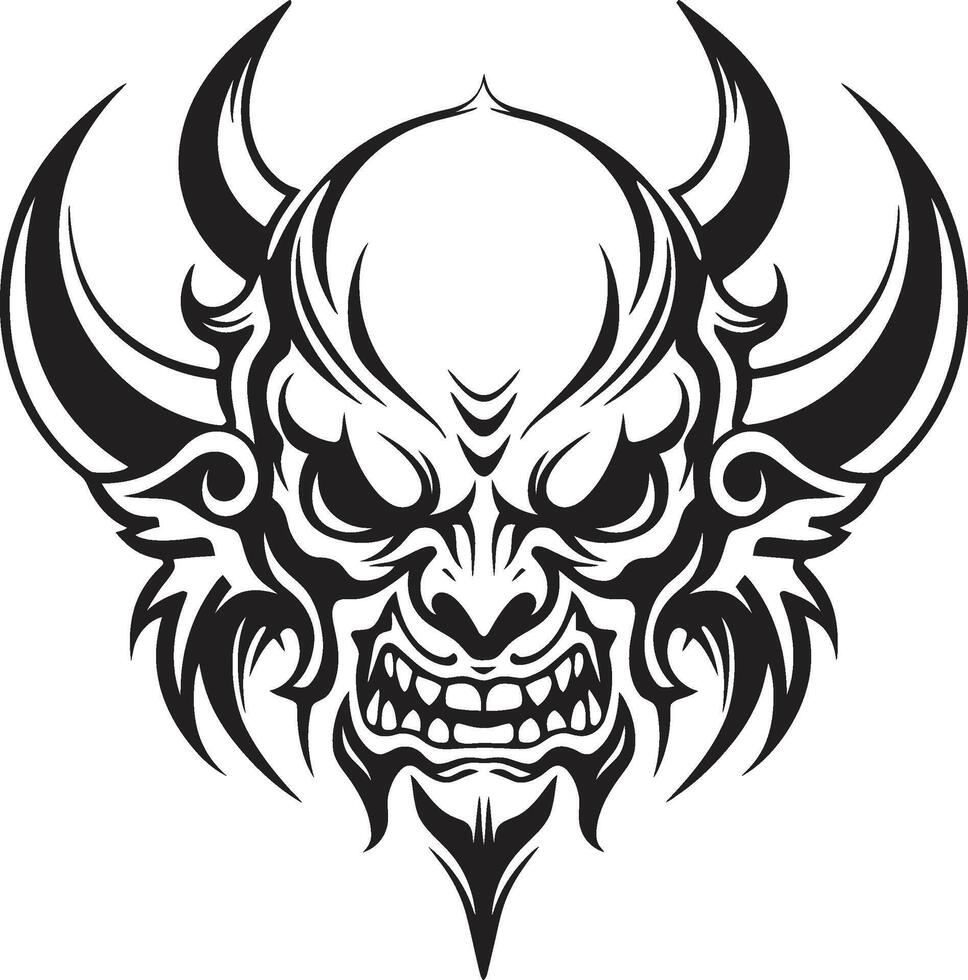 pecaminoso sello negro cabeza de diablo demoníaco etiqueta cabeza de diablo tatuaje símbolo vector