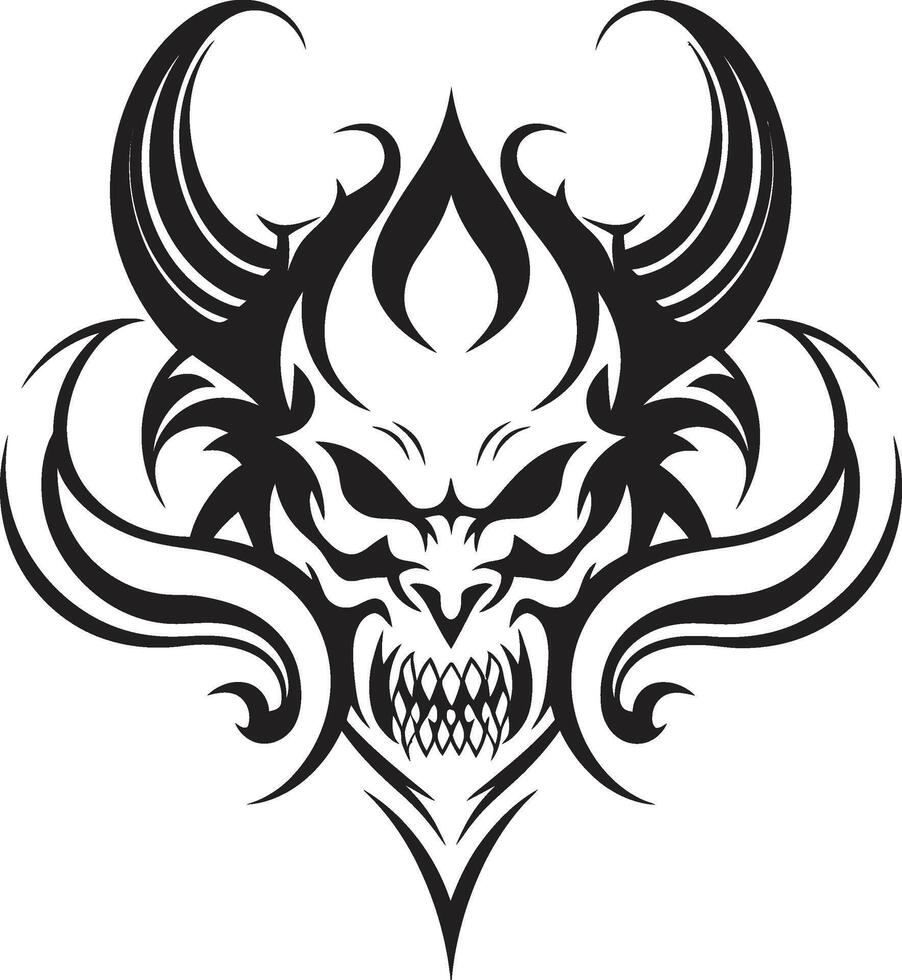 Infernal Insignia Black Devilhead Malevolent Majesty Sinister Devilhead Emblem in Dark vector