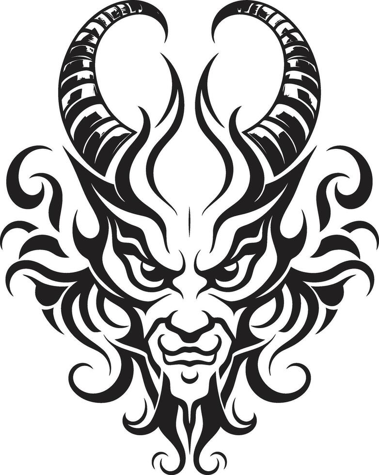 Stygian Symbolism Devilhead Tattoo in Ebony Infernal Insignia Black Devilhead vector