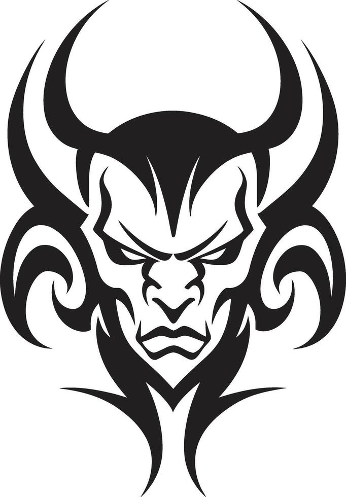 Diabolical Ink Devilhead Tattoo in Sinister Black Infernal Evil Devilhead Symbol in Black vector