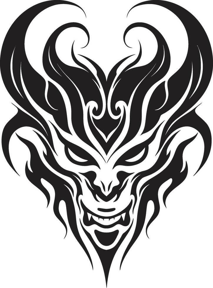 Wicked Impression Evil Devilhead in Black Diabolical Ink Devilhead Tattoo in Sinister Black vector