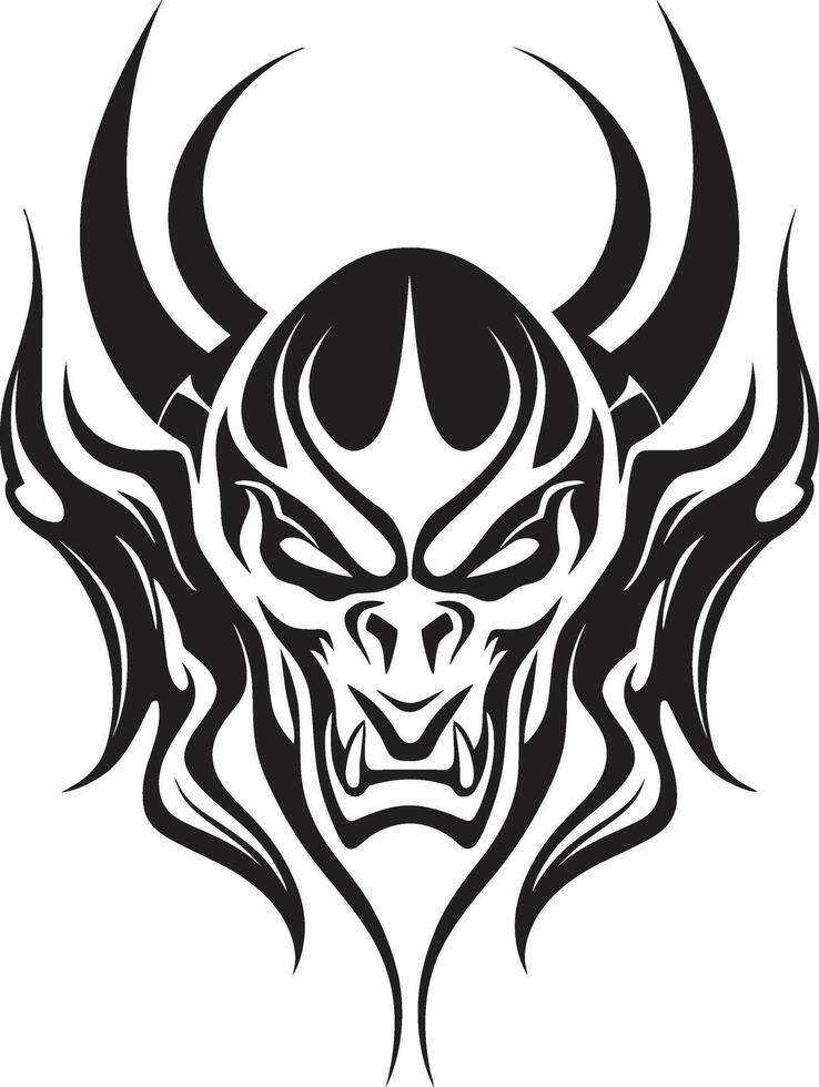 Dark Temptation Devilhead Tattoo in Black Color Wicked Impression Evil Devilhead in Black vector