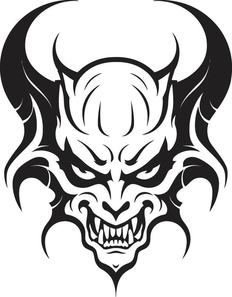 Sinful Symbolism Evil Devilhead in Black Color Demonic Devilhead Tattoo Artistry in Black ic vector