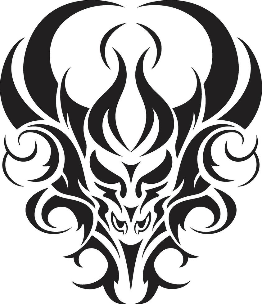 Demonic Devilhead Tattoo Artistry in Black ic Shadowed Sin Evil Devilhead Emblem in Black Art vector
