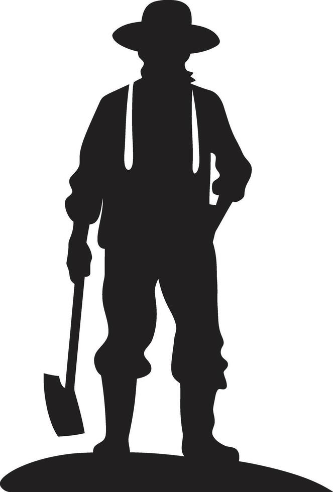 Plow Pioneer Farmer Element Green Thumb Genius ic Farmer vector