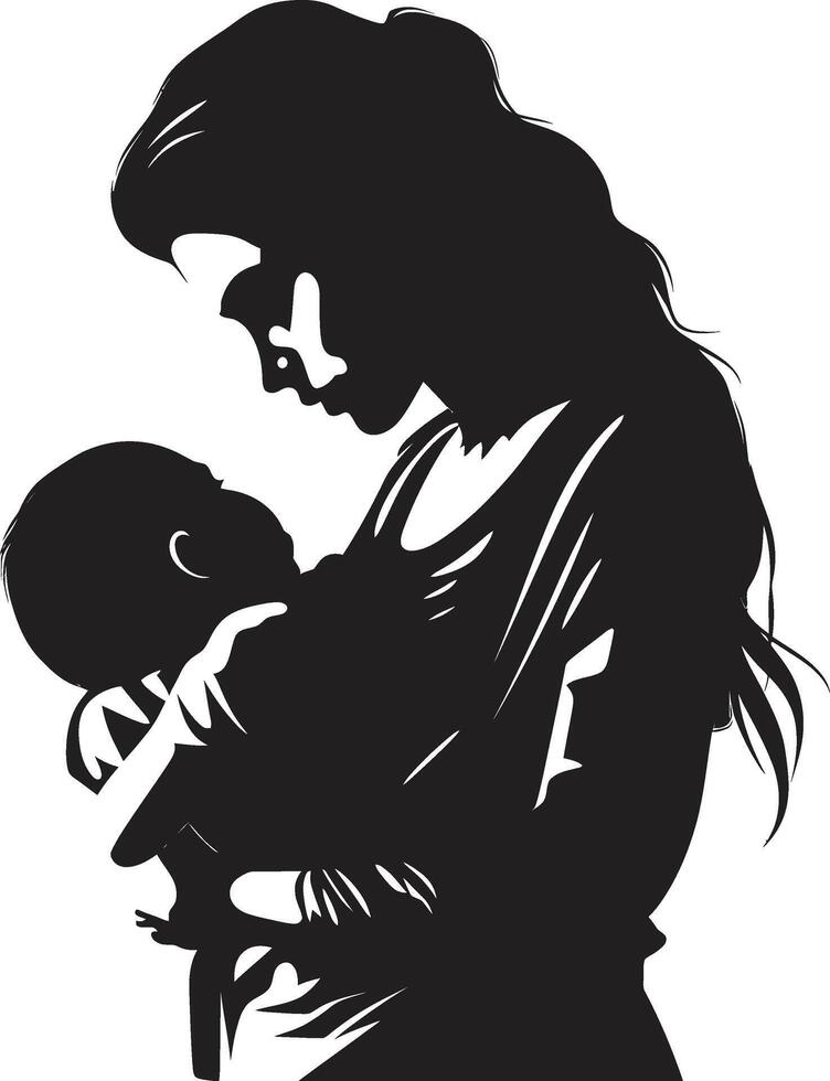 Pure Affection ic of Mother Holding Child Eternal Love Emblematic Element of Motherhood vector