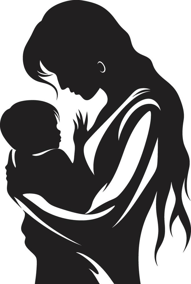 Maternal Harmony of Mother Holding Baby Tender Moments Emblematic Element of Mother and Baby vector
