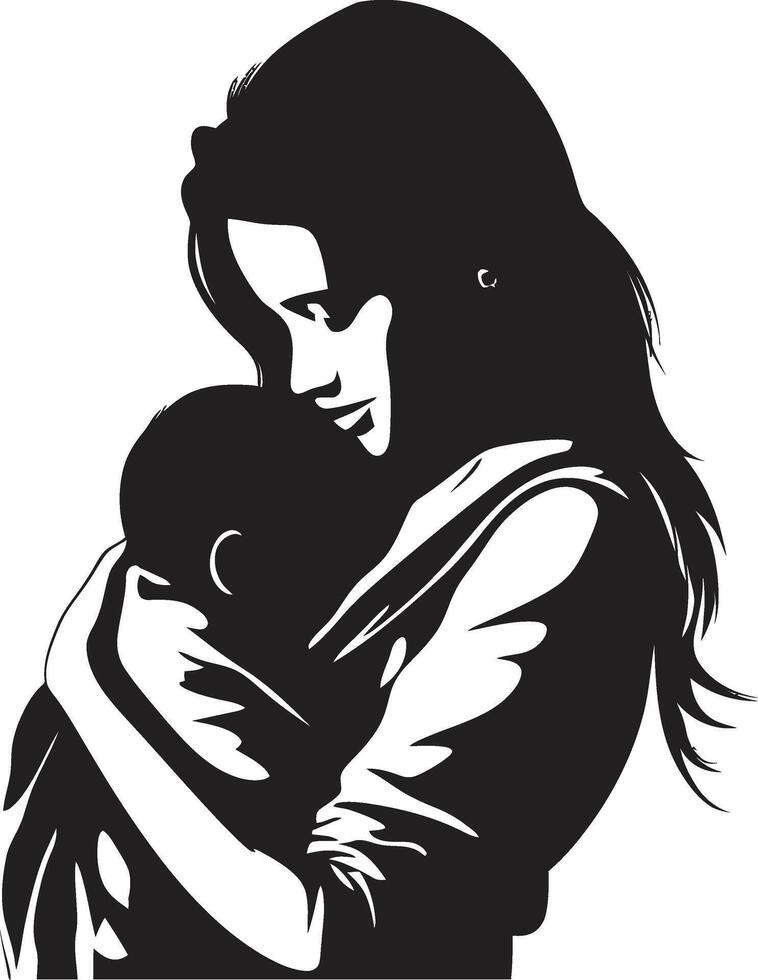 celestial enlace madre y bebé radiante conexión emblema de madre participación infantil vector