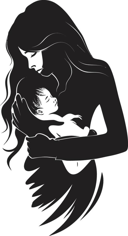 calmante enlace de madre y bebé nutriendo gracia emblemático de madre participación niño vector