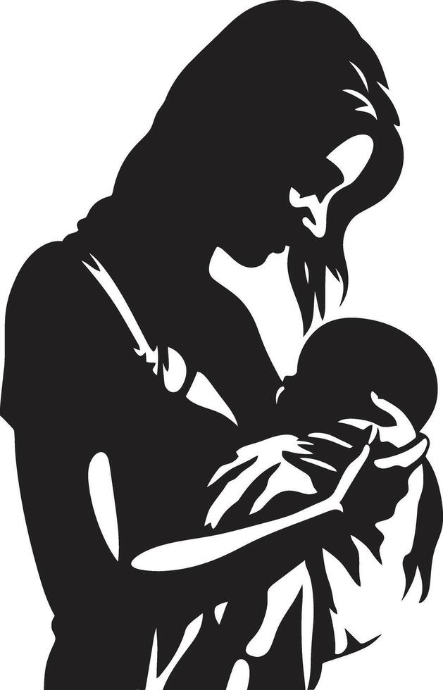 Tender Embrace Emblematic Element of Mother and Baby Loves Embrace for Motherhood vector