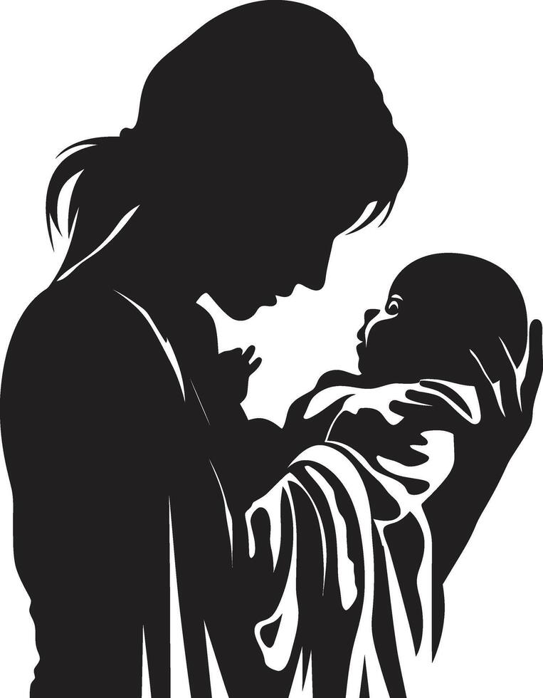 Celestial Connection of Mother and Infant Precious Moments Emblematic Element of Motherhood vector