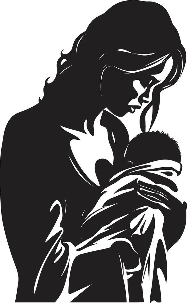 Nurturing Grace Emblematic of Mother Holding Child Heartfelt Connection Mother and Baby vector