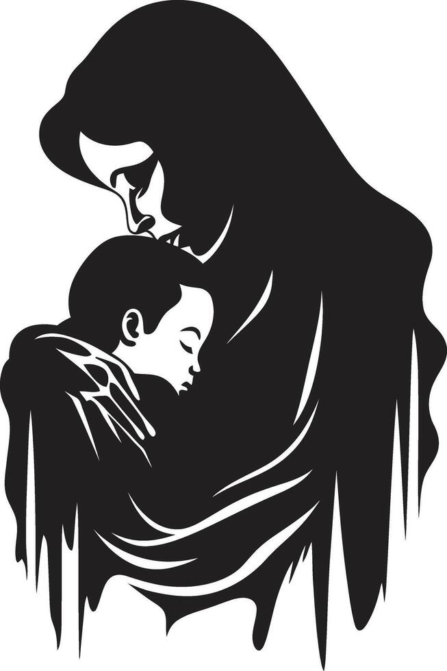 Serenity of Motherhood with Mother and Child Infinite Love Loop of Mother Holding Baby vector