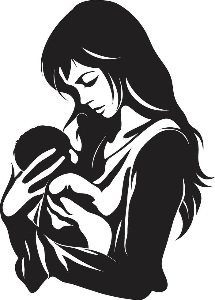 Nurturing Grace Emblematic of Mother Holding Child Heartfelt Connection Mother and Baby vector