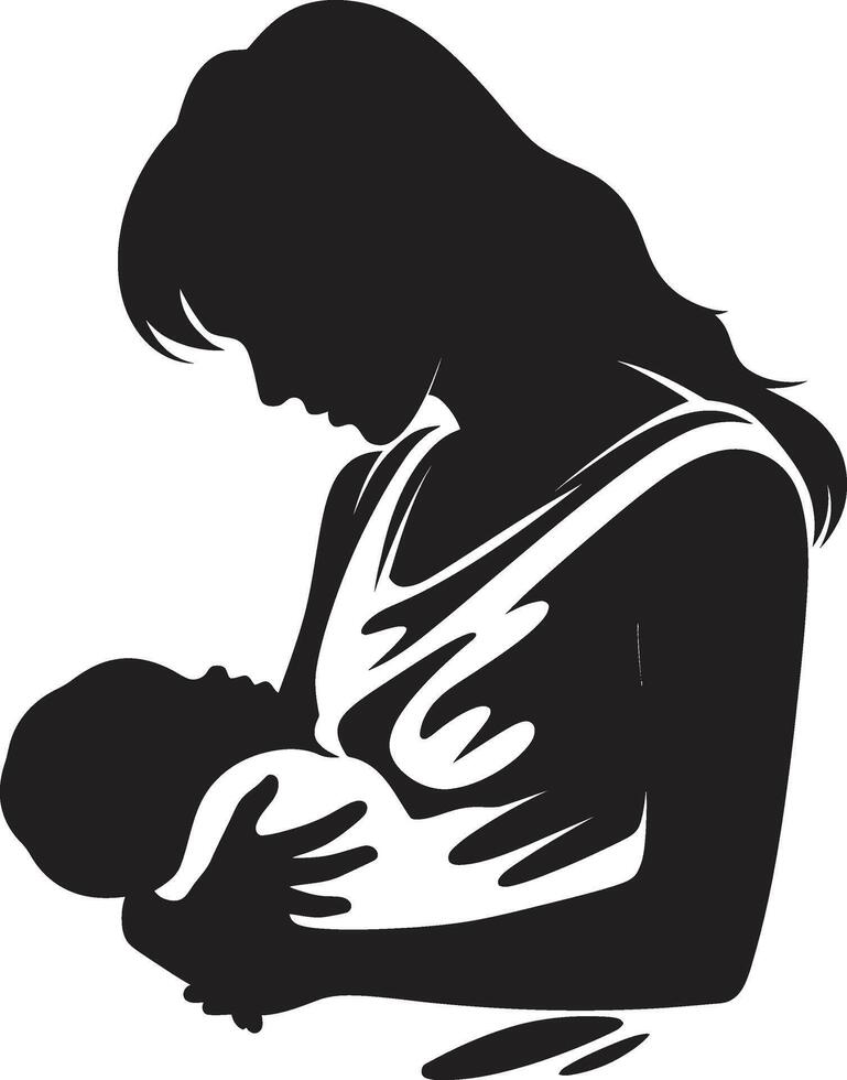 materno serenidad emblemático con madre y bebé acunado amor de madre participación bebé vector