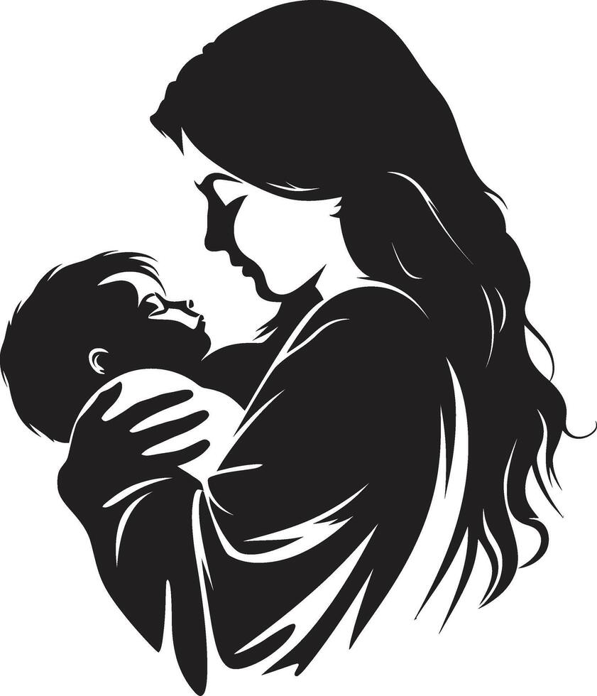 Family Serenity Emblematic Element for Mother and Child Maternal Radiance of Mother Holding Infant vector