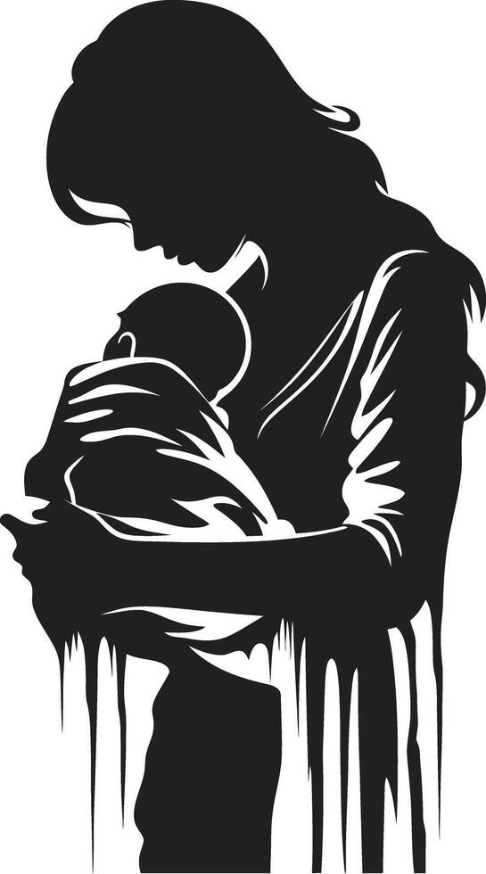 materno serenidad emblemático con madre y bebé acunado amor de madre participación bebé vector