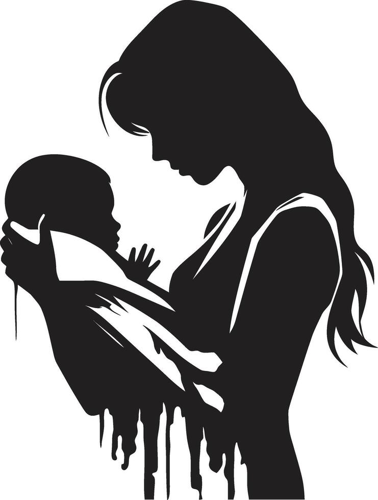 Embracing Joy Emblematic Element for Motherhood Soothing Bond of Mother and Baby vector