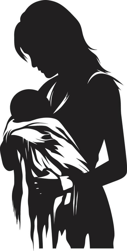 Pure Affection ic of Mother Holding Child Eternal Love Emblematic Element of Motherhood vector