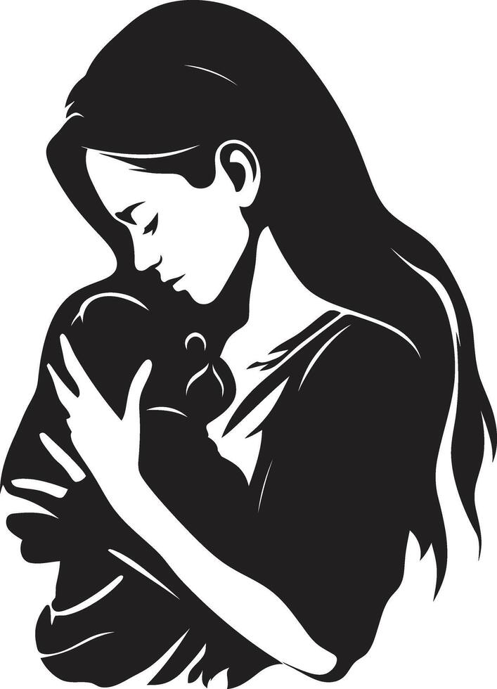 Maternal Elegance of Mother Holding Newborn Serenity of Motherhood with Mother and Child vector