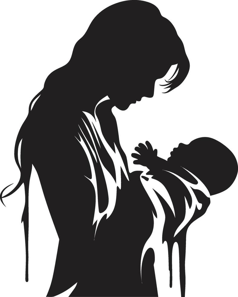Infinite Love Loop of Mother Holding Baby Harmony in Arms Emblematic Element for Mother and Child vector
