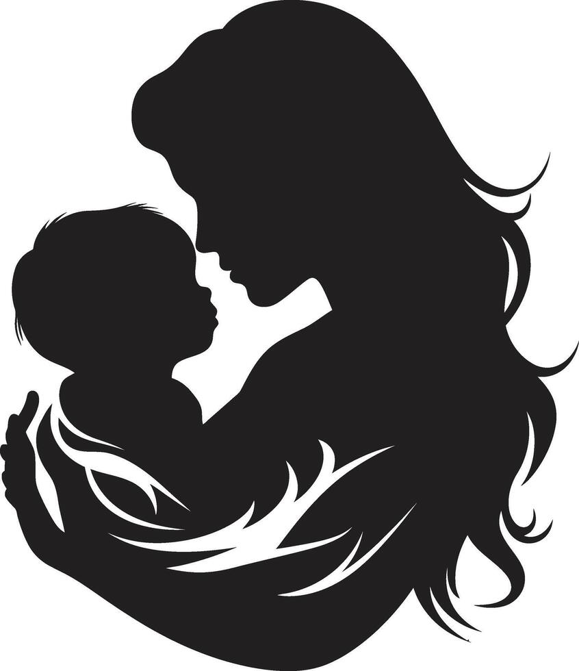 Family Serenity Emblematic Element for Mother and Child Maternal Radiance of Mother Holding Infant vector